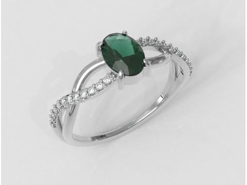 Oval Gemstone Ring 3D Baskı Modeli