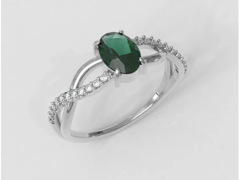 Oval Gemstone Ring 3D Print Model