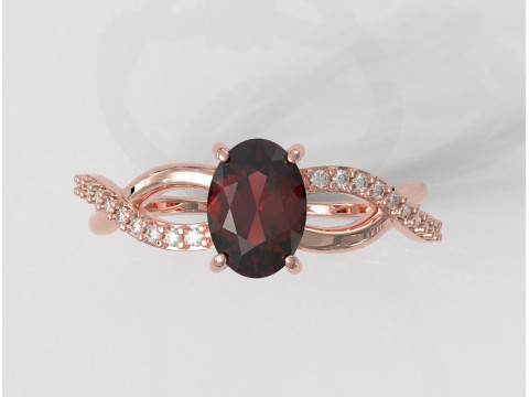 Oval Gemstone Ring 3D Baskı Modeli