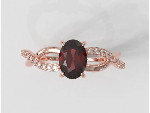 Oval Gemstone Ring 3D Print Model