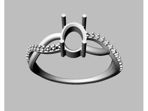 Oval Gemstone Ring 3D Print Model