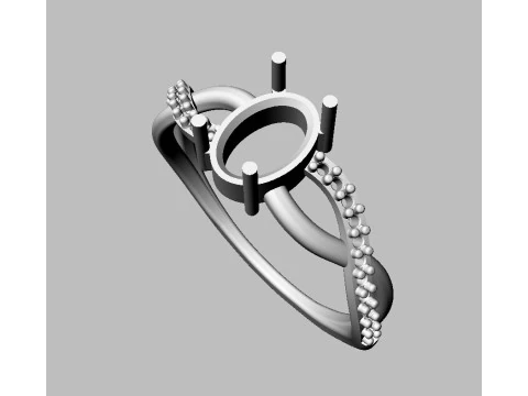 Oval Gemstone Ring 3D Print Model