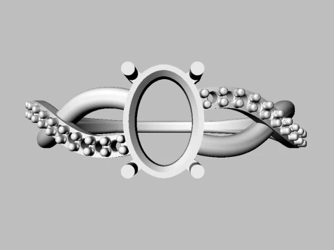 Oval Gemstone Ring 3D Print Model