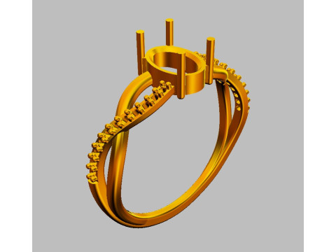 Oval Gemstone Ring 3D Baskı Modeli