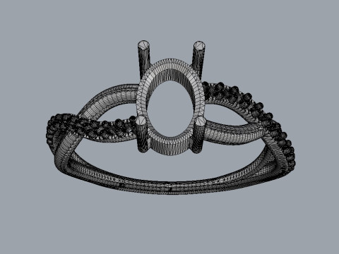 Oval Gemstone Ring 3D Baskı Modeli