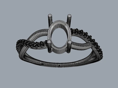 Oval Gemstone Ring 3D Print Model