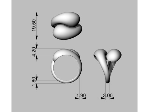 Bold Symmetrical Ring 3D Baskı Modeli
