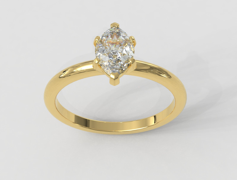 8mm x 5mm Marquise Gemstone Classic Ring 3D Print Model .c4d .max .obj .3ds .fbx .stl .blend