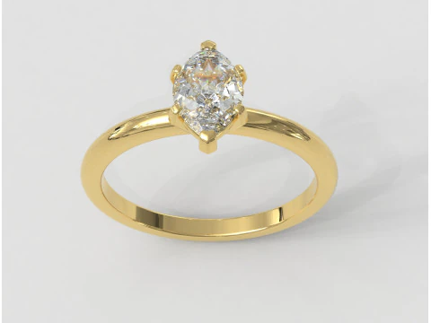 Классическое кольцо с драгоценным камнем маркиза 8 x 5 мм 3D Принт Модель