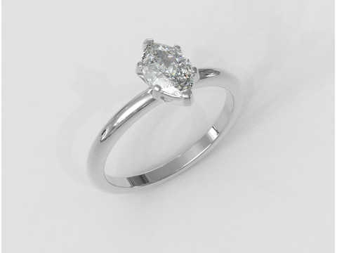 8mm x 5mm Marquise Gemstone Classic Ring 3D Print Model