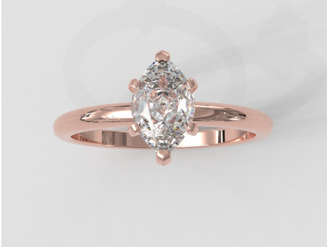 8mm x 5mm Marquise Gemstone Classic Ring 3D Print Model