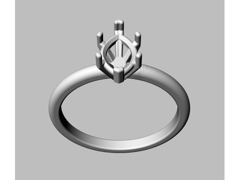 8mm x 5mm Marquise Gemstone Classic Ring 3D Print Model