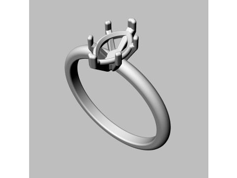 8mm x 5mm Marquise Gemstone Classic Ring 3D Print Model