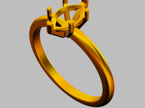 8mm x 5mm Marquise Gemstone Classic Ring 3D Print Model