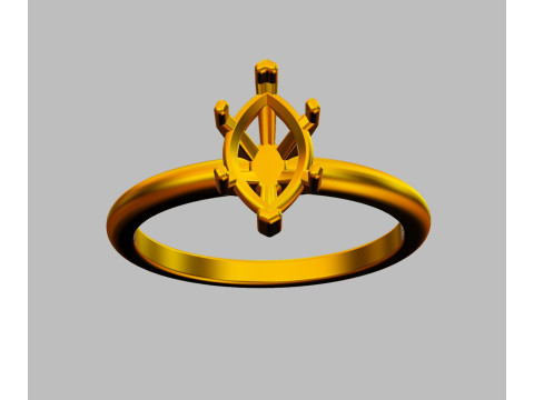 8mm x 5mm Marquise Gemstone Classic Ring 3D Print Model