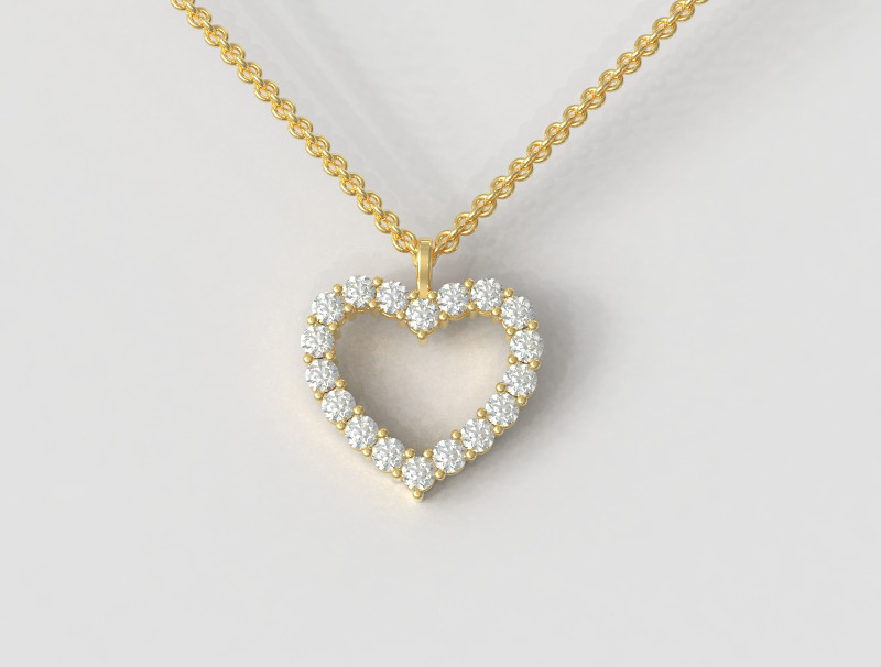 3mm Diamond Heart Pendant 3D Print Model .c4d .max .obj .3ds .fbx .stl .blend