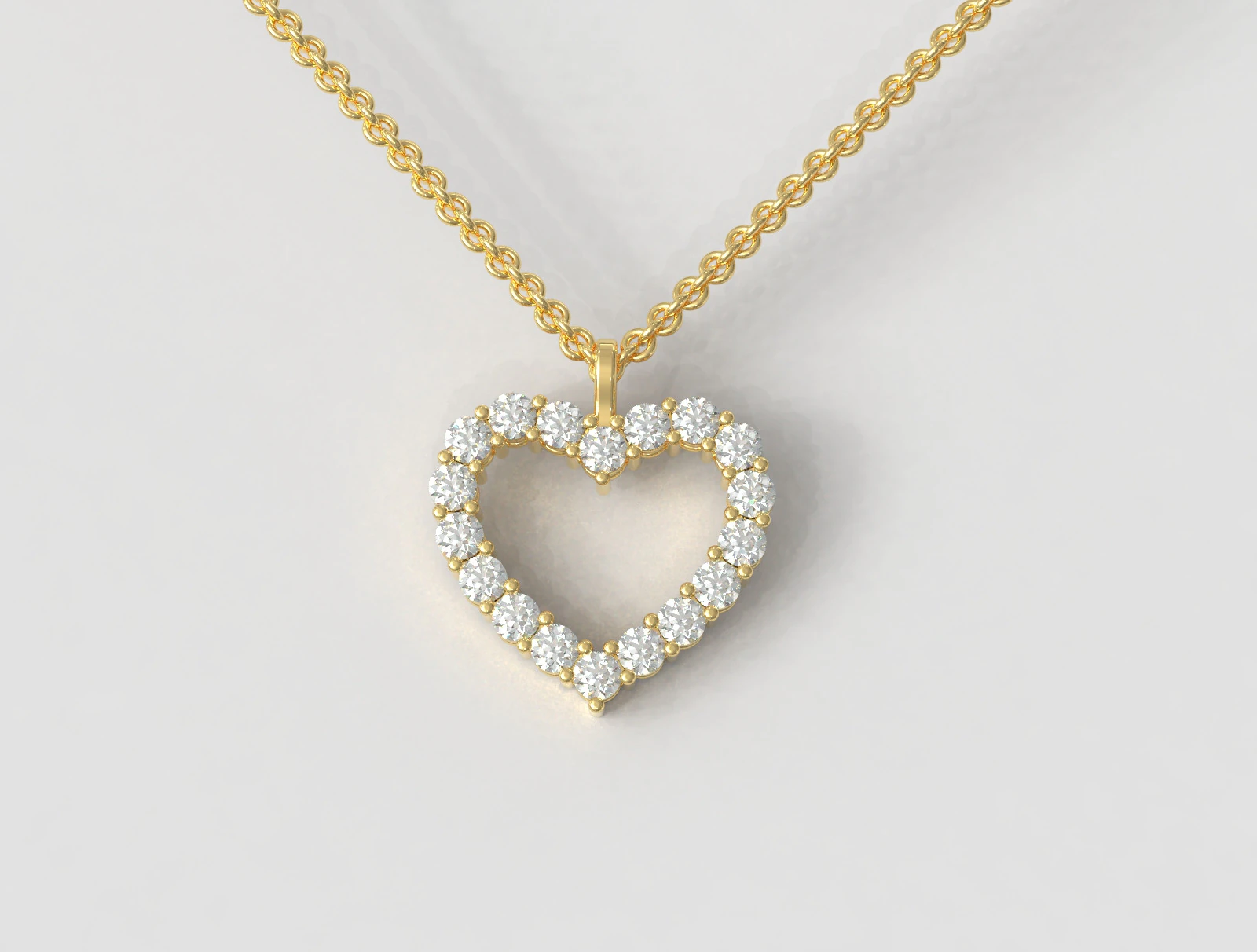 3mm Diamond Heart Pendant 3D Print Model .c4d .max .obj .3ds .fbx .stl .blend 
