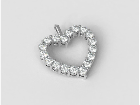 3mm Diamond Heart Pendant 3D Print Model