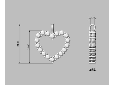 3mm Diamond Heart Pendant 3D Print Model