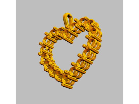 3mm Diamond Heart Pendant 3D Print Model