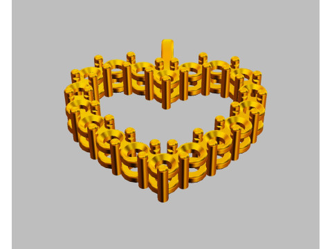 3mm Diamond Heart Pendant 3D Print Model