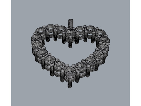3mm Diamond Heart Pendant 3D Print Model