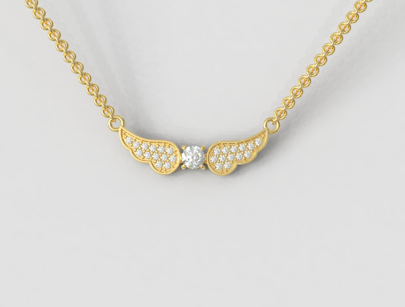 Diamond Wings Necklace 3D 打印模型 .c4d .max .obj .3ds .fbx .stl .blend