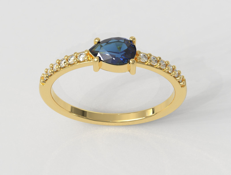 Pear Gemstone Ring 3D 프린트 모델 .c4d .max .obj .3ds .fbx .stl .blend
