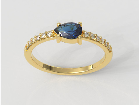 Pear Gemstone Ring Model Cetak 3D