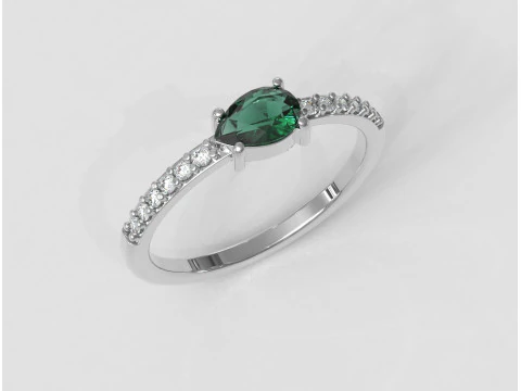 Pear Gemstone Ring 3D Print Model