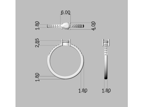 Pear Gemstone Ring 3D 프린트 모델