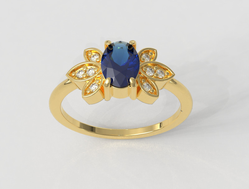 Oval Gemstone Ring 3D Print Model .c4d .max .obj .3ds .fbx .stl .blend