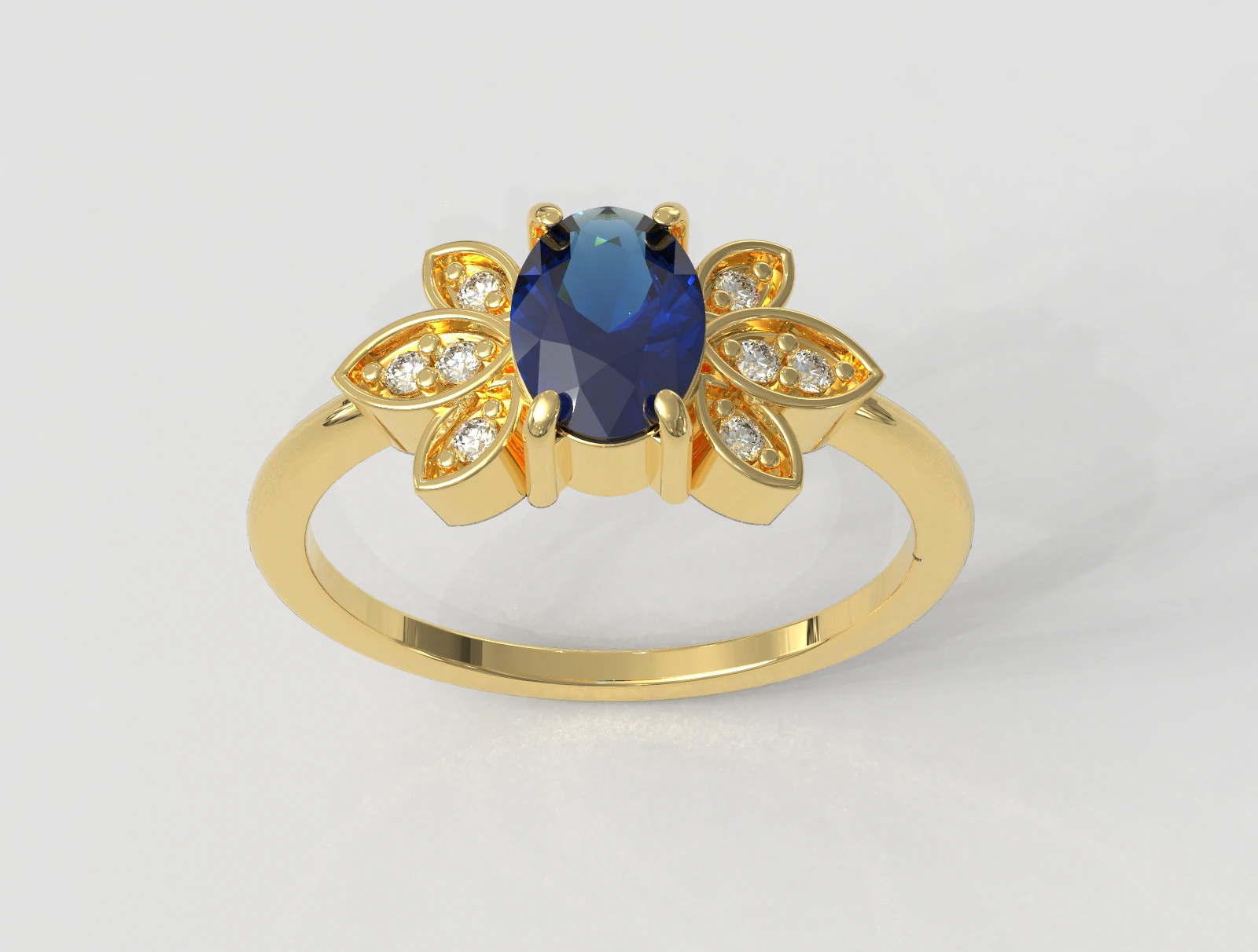 Oval Gemstone Ring 3D Print Model .c4d .max .obj .3ds .fbx .stl .blend 
