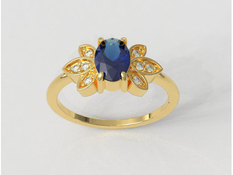Oval Gemstone Ring 3D Baskı Modeli