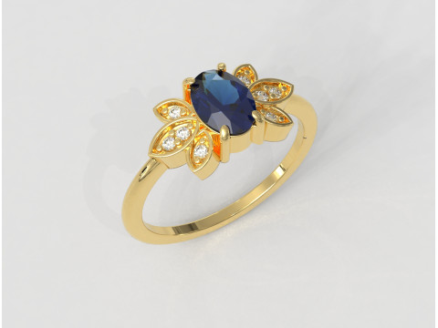 Oval Gemstone Ring 3D Print Model