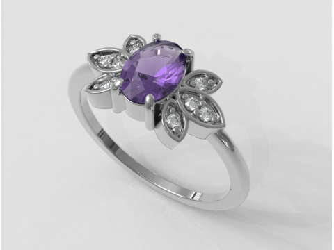 Oval Gemstone Ring 3D Print Model