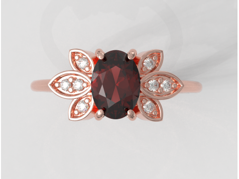 Oval Gemstone Ring 3D Print Model