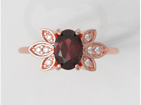 Oval Gemstone Ring 3D Print Model