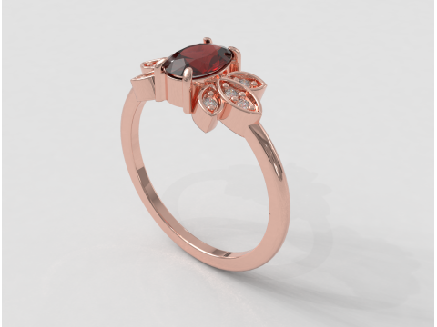 Oval Gemstone Ring 3D Print Model