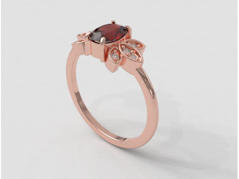 Oval Gemstone Ring 3D Print Model