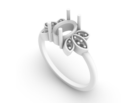 Oval Gemstone Ring 3D Print Model