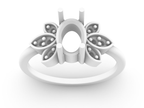 Oval Gemstone Ring 3D Print Model