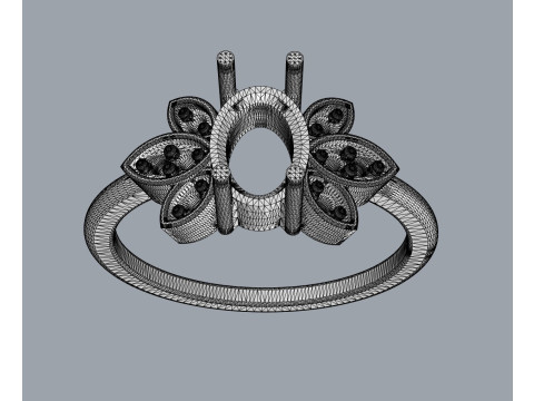 Oval Gemstone Ring 3D Print Model