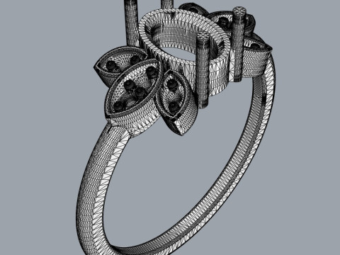 Oval Gemstone Ring 3D Print Model