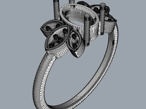 Oval Gemstone Ring 3D Print Model