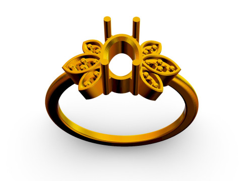 Oval Gemstone Ring 3D Print Model