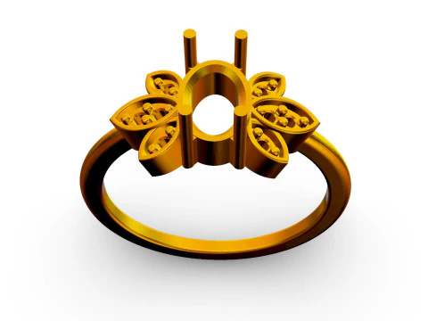 Oval Gemstone Ring 3D Print Model