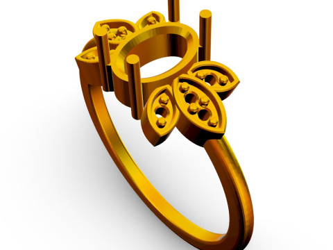 Oval Gemstone Ring 3D Print Model
