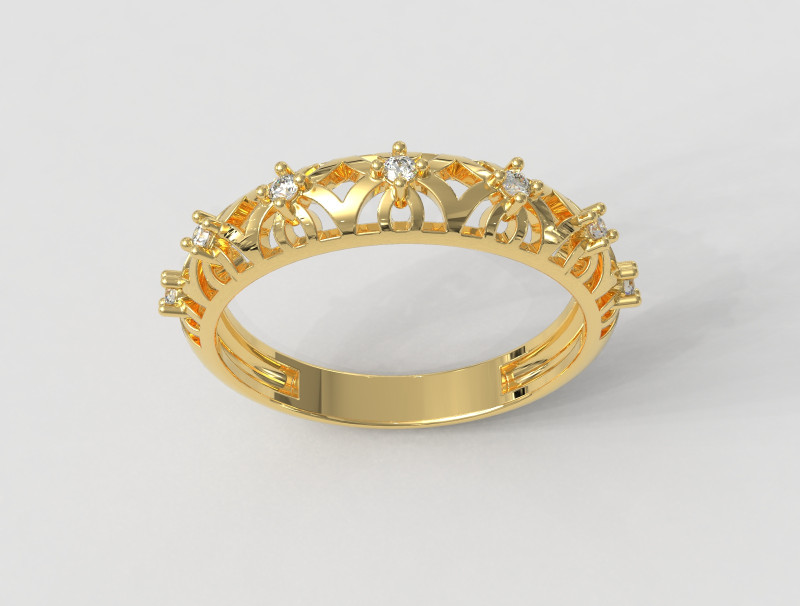 Ажурне кільце з діамантом 3D Принт Модель .c4d .max .obj .3ds .fbx .stl .blend