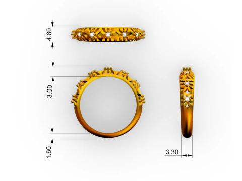 Openwork Diamond Ring 3D Print Model